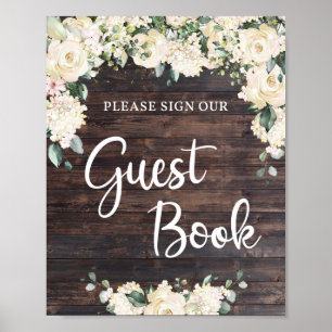 Affiche Bois rustique vert rose blanche signe du livre d'o