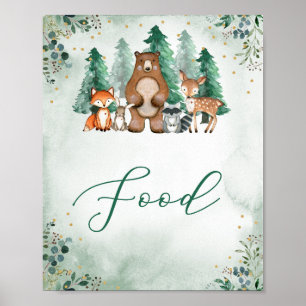 Affiche Bois signe de nourriture animaux de forêt Baby sho