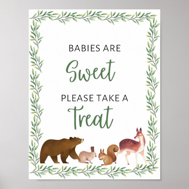 Affiche BoisBébé Douche Bébés sont doux signe (Devant)