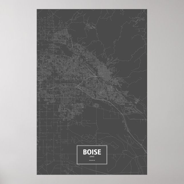 Affiche Boise, Idaho (blanc sur noir) (Devant)