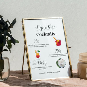 Affiche Boisson de cocktail signature simple Bar mariage P