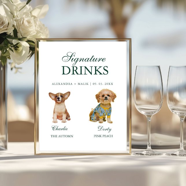 Affiche Boisson de signature de calligraphie de chien de c (Créateur téléchargé)