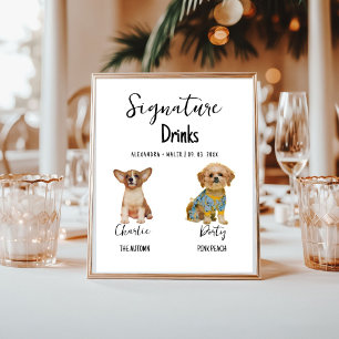 Affiche Boisson de signature de calligraphie de chien de c