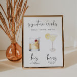 Affiche Boisson de signature de cocktail aquarelle minimal<br><div class="desc">Cette enseigne de boisson signature présente une police manuscrite audacieuse et un design minimaliste moderne. Les graphiques aquarelles sont faits à la main et 15 boissons populaires sont incluses ici dans cette liste. Cliquez sur le bouton 'éditer à l'aide de l'outil de conception' dans la section de personnalisation pour voir...</div>
