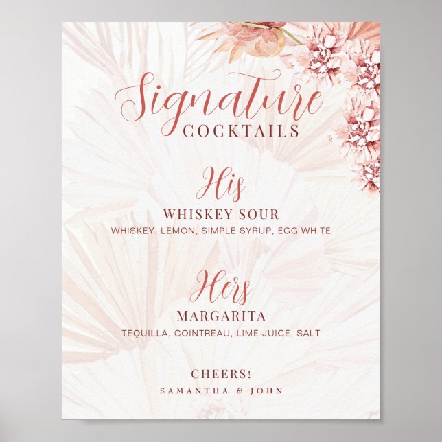 Affiche Boisson de signature de mariage Cocktail Lui Elle  (Devant)