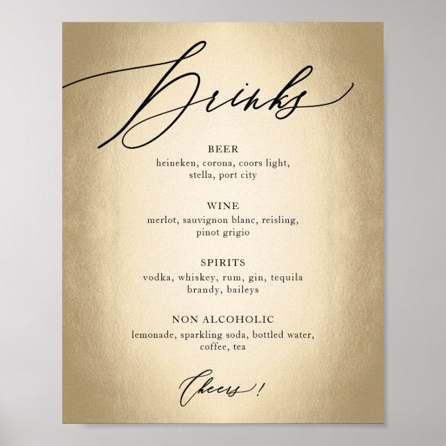 Affiche Boisson et félicitations panneau de mariage écritu (Devant)