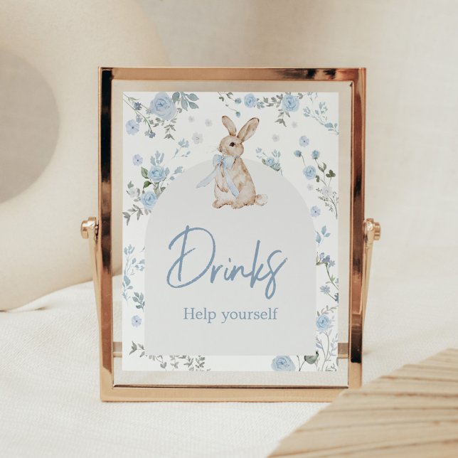 Affiche Boisson pour bébé Some Bunny Baby Shower (Blue Some Bunny Baby Shower Drinks Sign)