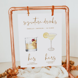 Affiche Boisson Signature Cocktail Aquarelle Boho INDIE