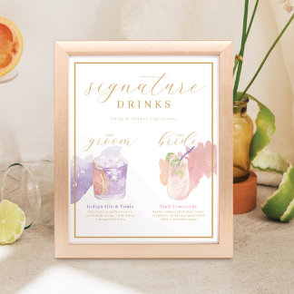 Affiche Boisson Signature de la Mariée & du Marié Cocktail