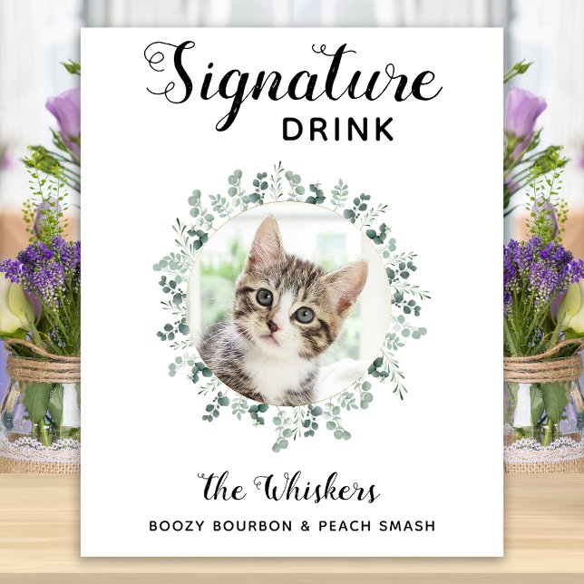 Affiche Boisson Signature de Mariage de Chat Photo Bar à C (Créateur téléchargé)