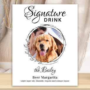 Affiche Boisson Signature Personnalisée Photo Chien Bar À 