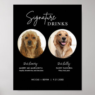 Affiche Boisson Signée Chien Imprimable Panneau de Bar de 