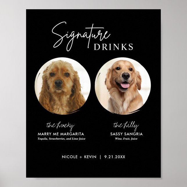 Affiche Boisson Signée Chien Imprimable Panneau de Bar de  (Devant)