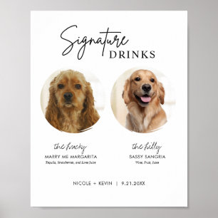 Affiche Boisson Signée Chien Imprimable Panneau de Bar de