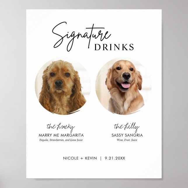 Affiche Boisson Signée Chien Imprimable Panneau de Bar de  (Devant)