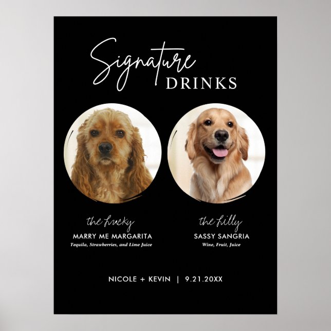 Affiche Boisson Signée Chien Imprimable Panneau de Bar de  (Devant)