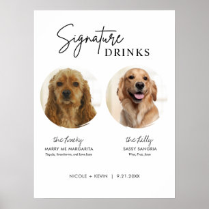 Affiche Boisson Signée Chien Imprimable Panneau de Bar de 