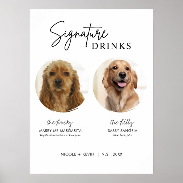 Affiche Boisson Signée Chien Imprimable Panneau de Bar de  (Devant)