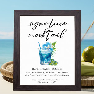 Affiche Boisson tropicale bleue Hawaïenne Signature Mockta