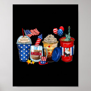 Affiche Boissons 4 juillet Café Blanc Rouge Et Brûler Pa