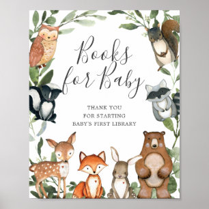 Affiche Boissons Animaux De Bois Livres De Baby shower Pou
