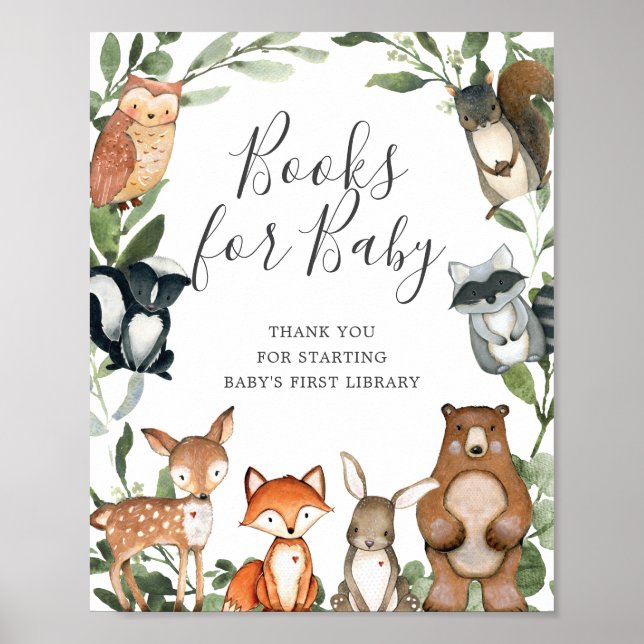 Affiche Boissons Animaux De Bois Livres De Baby shower Pou (Devant)