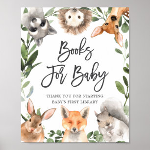 Affiche Boissons Animaux De Bois Livres De Baby shower Pou