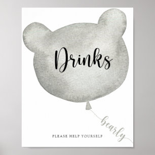 Affiche Boissons Ballon Ours servez-vous
