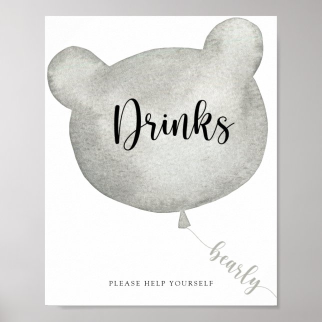 Affiche Boissons Ballon Ours servez-vous (Devant)