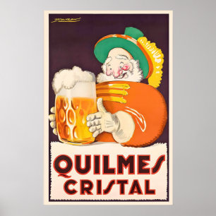 Affiche Boissons Bière Quilmes Cristal Vin Mauzan