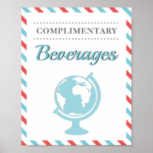 Affiche Boissons breuvages rouge bleu voyage compagnie aér