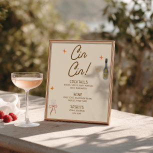 Affiche Boissons Cin Cin Mariage Dessin à la Main