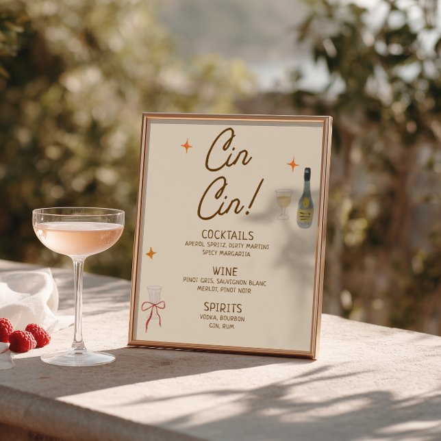 Affiche Boissons Cin Cin Mariage Dessin à la Main (Créateur téléchargé)