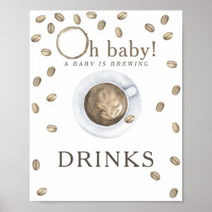 Affiche Boissons de baby shower autour du café