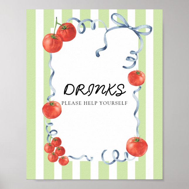 Affiche Boissons de Baby shower de tomates (Devant)