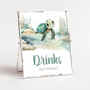 Affiche Boissons de Baby shower de tortue de mer