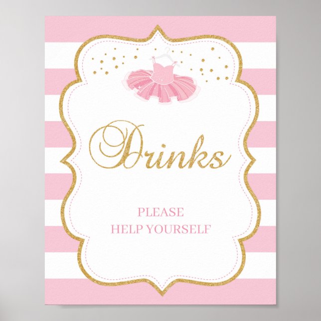 Affiche Boissons de baby shower Tutu signe parties scintil (Devant)