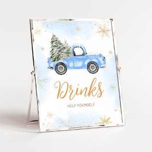 Affiche Boissons de Camion bleu hiver