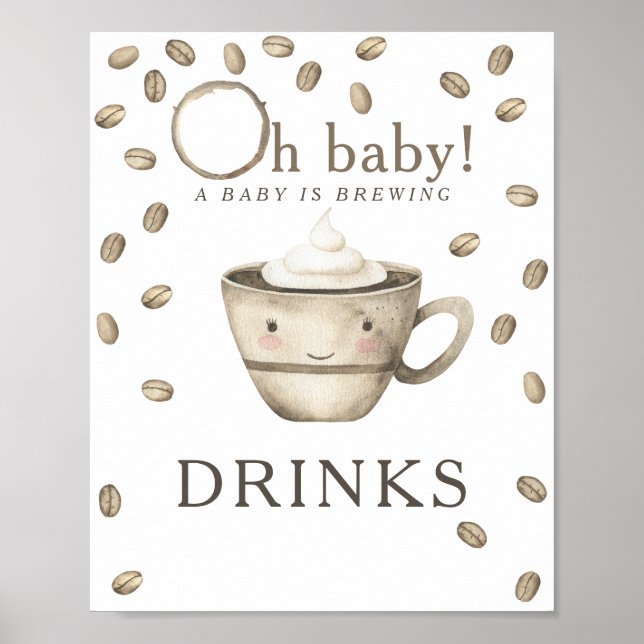 Affiche Boissons de douche de bébé de café infusé (Devant)