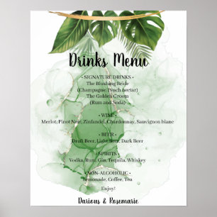Affiche Boissons de palme tropicale Menu Mariage Signal