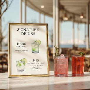 Affiche Boissons de signature Cocktail de mariage