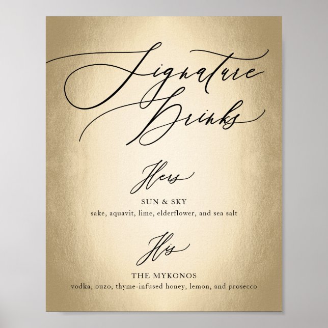 Affiche Boissons de signature de calligraphie Mariage ense (Devant)