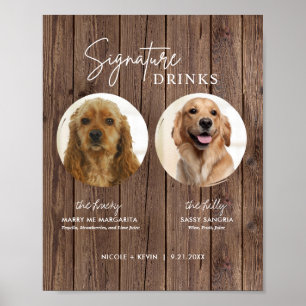 Affiche Boissons de signature de chien imprimables Panneau