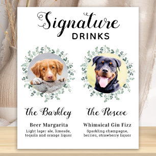 Affiche Boissons de signature de mariage d'animal de compa