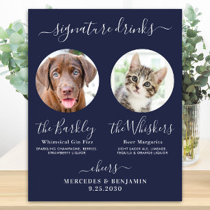 Affiche Boissons de signature de mariage de chien de compa