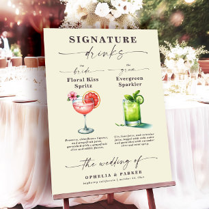 Affiche Boissons de signature de mariage d'Ophelia mariée