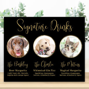 Affiche Boissons de signature de mariage pour animaux de c