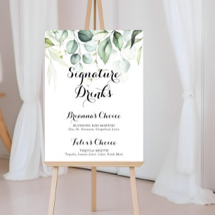 Affiche Boissons de signature de verdure d'eucalyptus aqua
