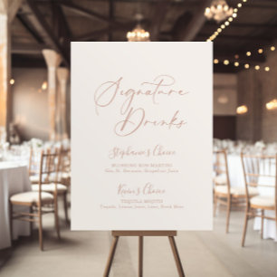 Affiche Boissons de signature élégantes en or rose