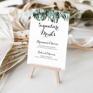 Affiche Boissons de signature florale blanche de verdure t